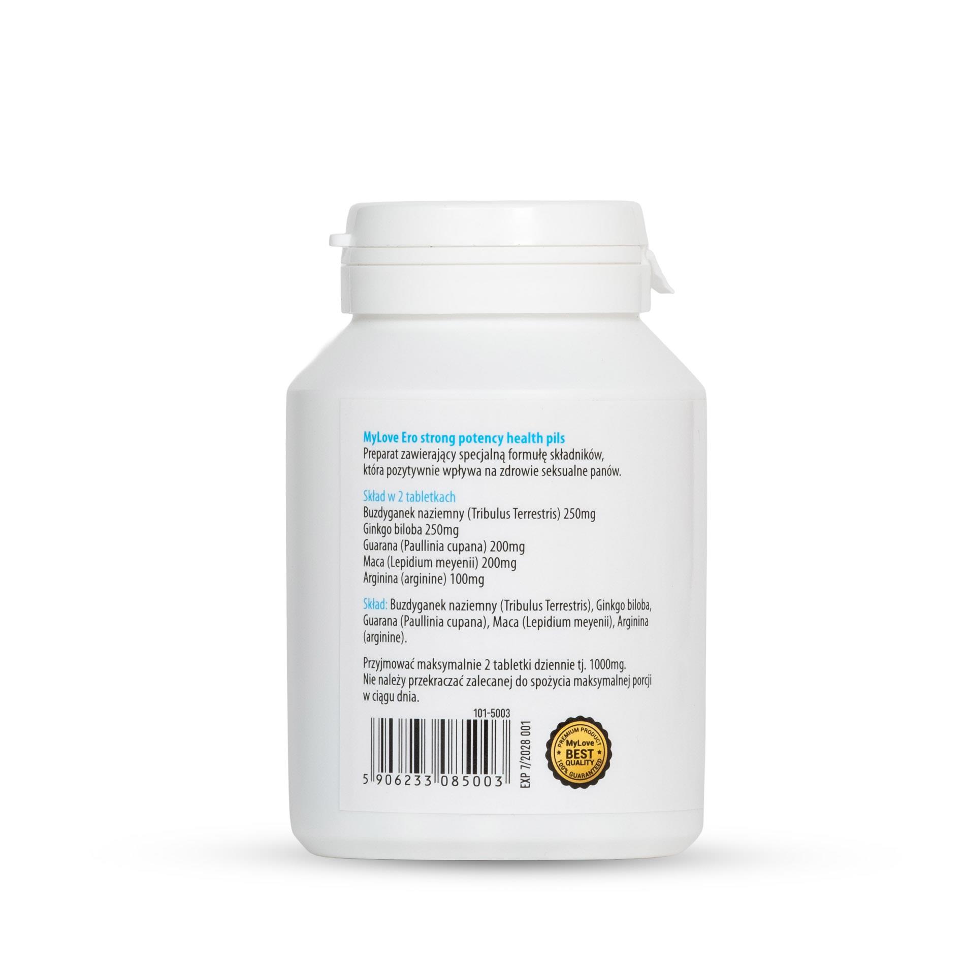 Suplement diety Ero Strong Potency - 60 kapsułek, tribulus i maca — zdjęcie 4