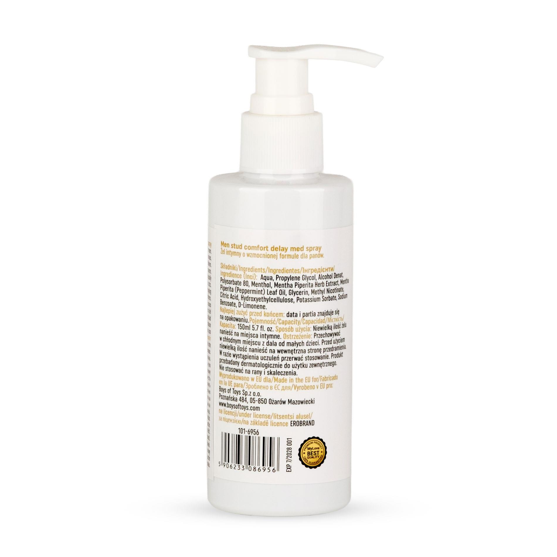 Żel opóźniający Men Stud Comfort Delay - mentol, 150 ml — zdjęcie 3