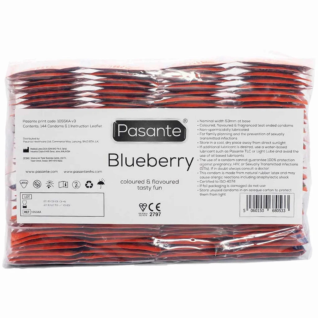 Prezerwatywy Blueberry Blast - smak jagodowy, fioletowe