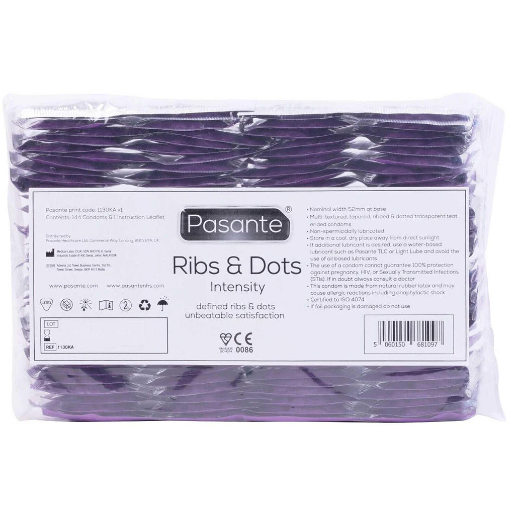 Prezerwatywy Ribs & Dots Intensity - prążkowane i wypustki