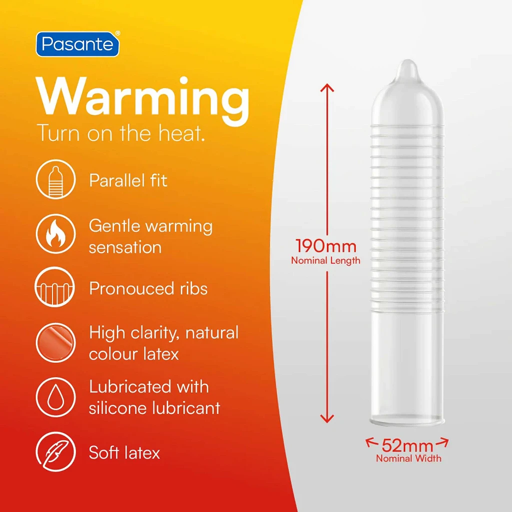 Prezerwatywy Warming - efekt rozgrzewający, żebrowane — zdjęcie 2