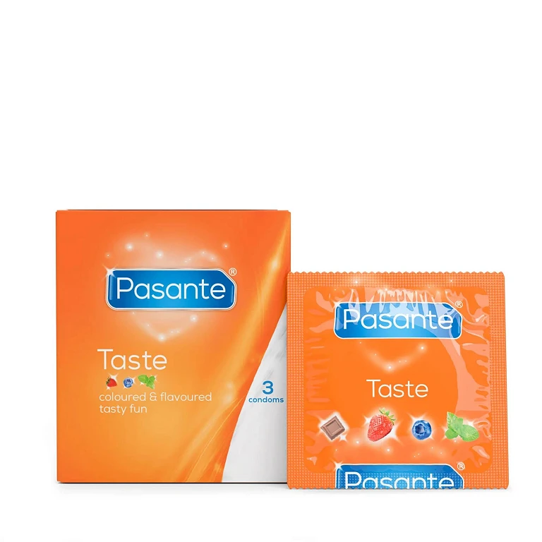 Prezerwatywy Pasante Taste – smakowe, kolorowe, 3 sztuki