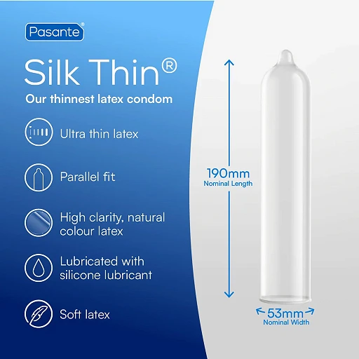 Prezerwatywy Pasante Silk Thin - ultracienkie 0,04 mm, 12 sztuk — zdjęcie 3