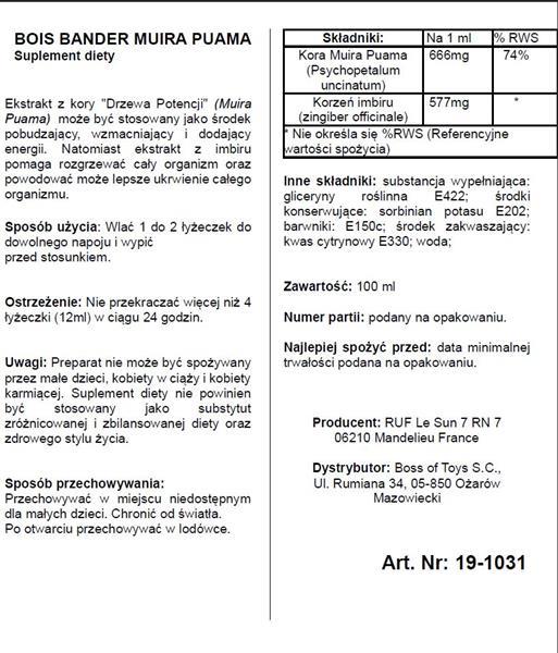 Suplement diety Bois Bande - Muira Puama i imbir, płyn 100 ml — zdjęcie 2