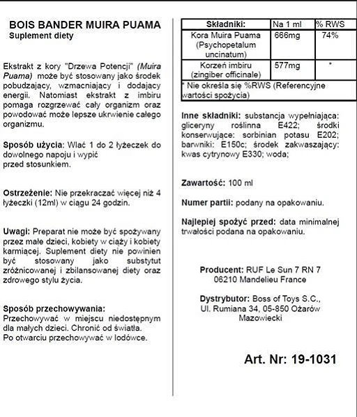 Suplement diety Bois Bande - Muira Puama i imbir, płyn 100 ml — zdjęcie 2
