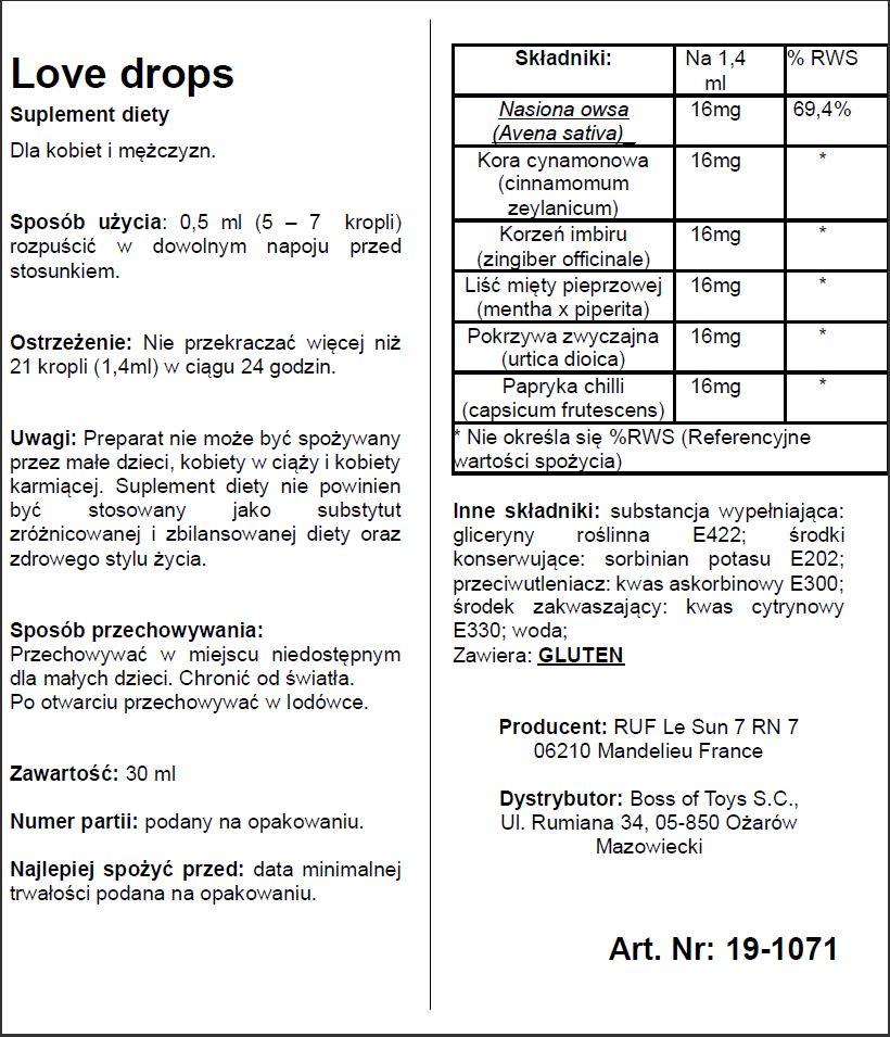 Suplement diety Love Drops - silny afrodyzjak w kroplach — zdjęcie 2