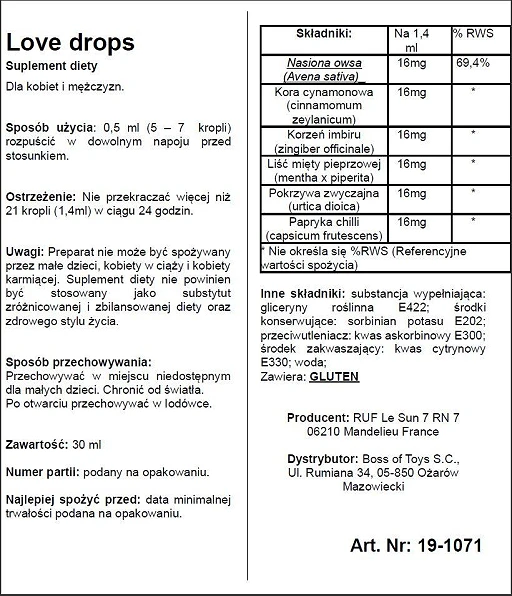 Suplement diety Love Drops - silny afrodyzjak w kroplach — zdjęcie 2