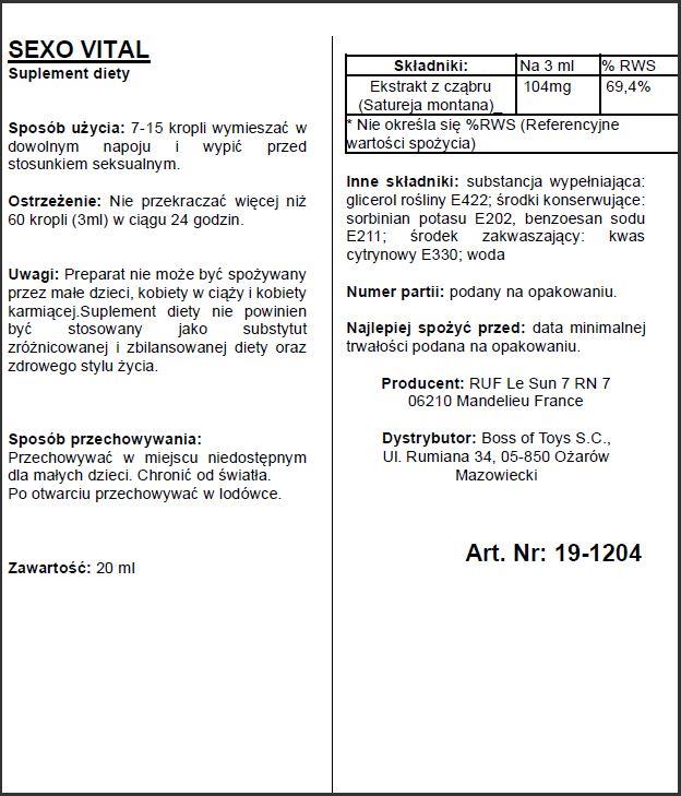 Krople Sexovital – suplement diety z cząbrem górskim, 20 ml — zdjęcie 4