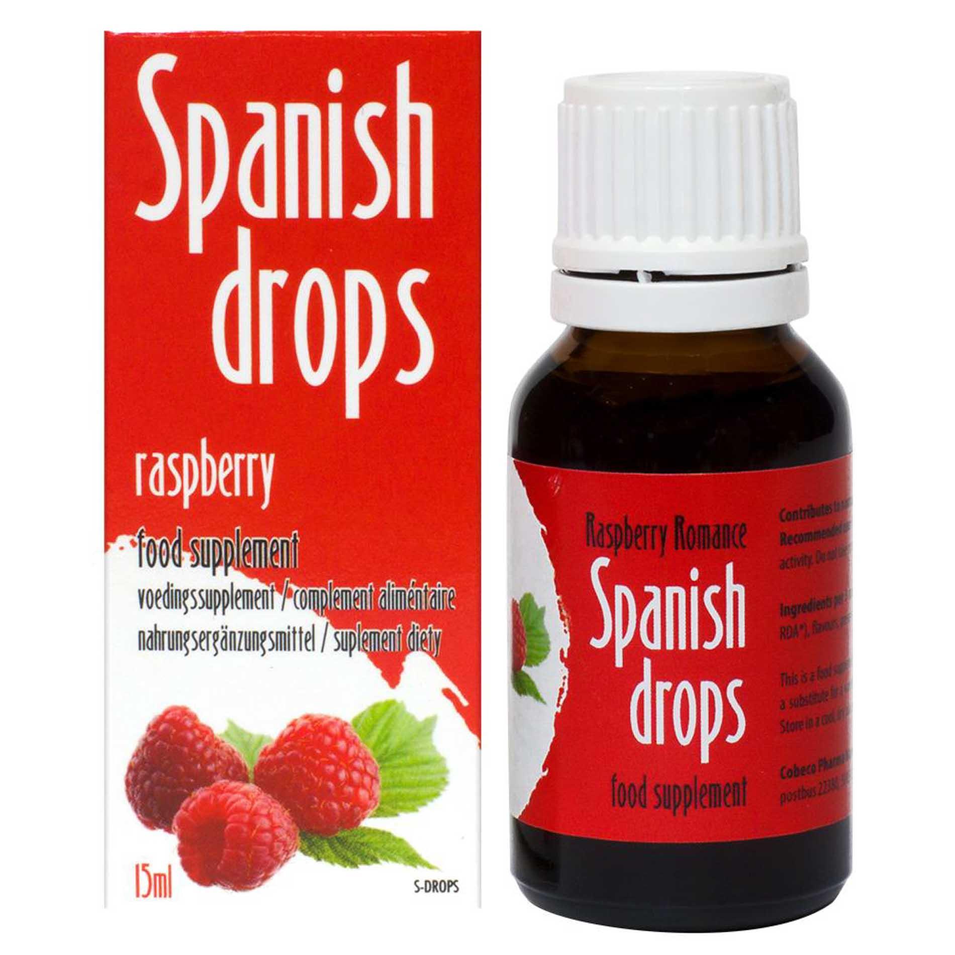 Krople Cobeco Spanish Drops Raspberry Romance – smak maliny, 15 ml — zdjęcie 1