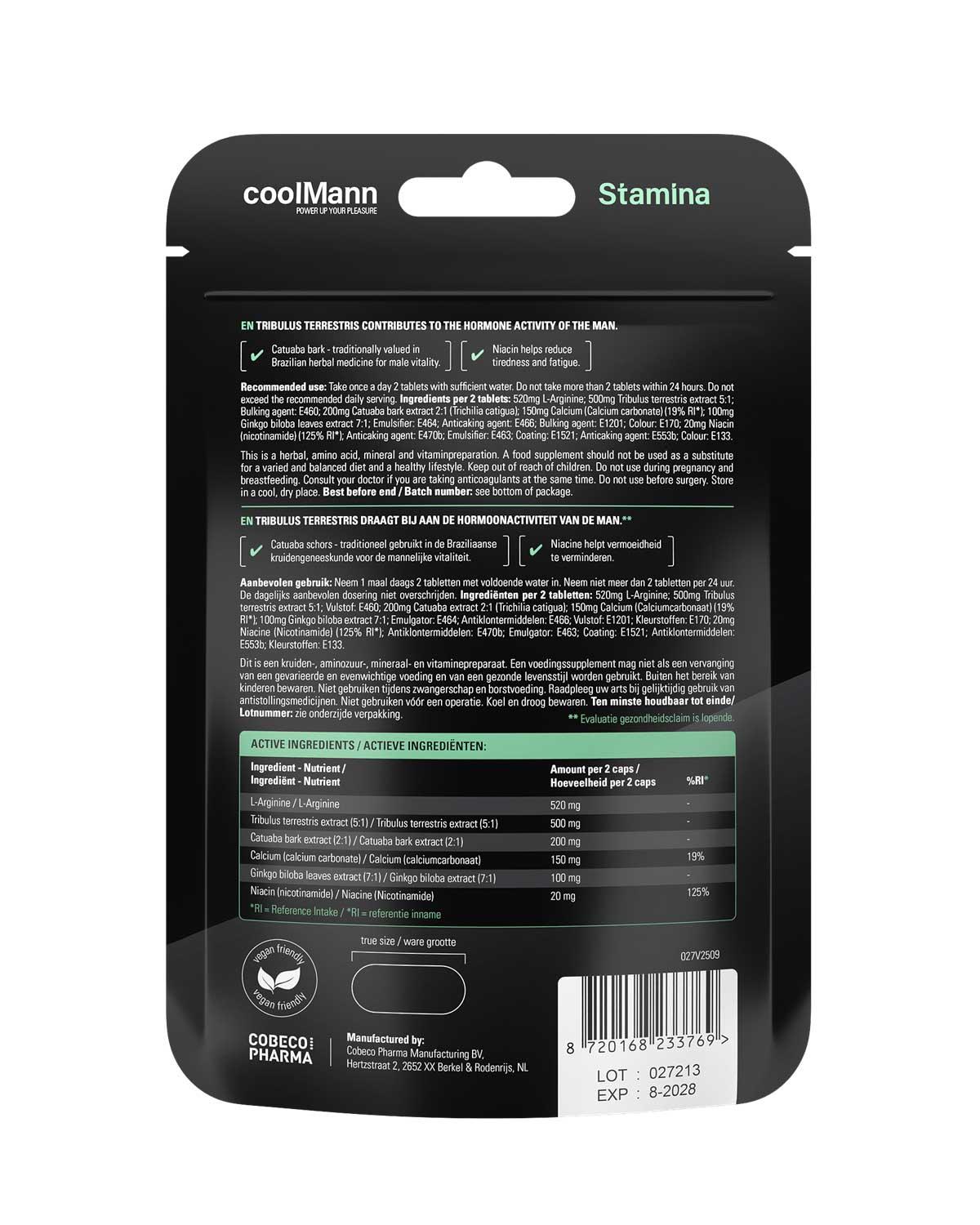 Suplement diety Stamina - 60 tabletek, L-arginina i niacyna — zdjęcie 3
