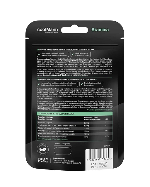 Suplement diety Stamina - 60 tabletek, L-arginina i niacyna — zdjęcie 3