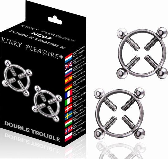 Obejmy na sutki Double Trouble – regulowane, stal nierdzewna — zdjęcie 1