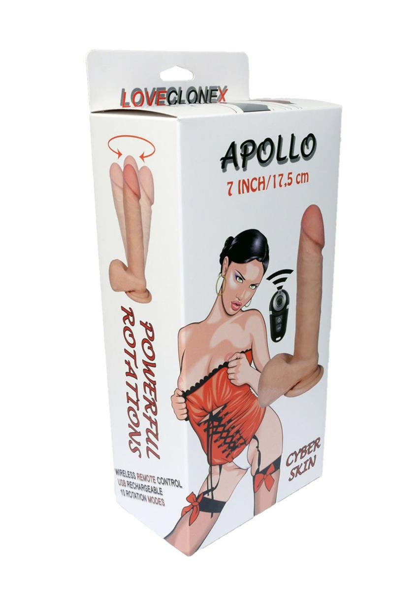 Wibrator Apollo LoveCloneX – 20 cm, rotacyjny, z pilotem — zdjęcie 7