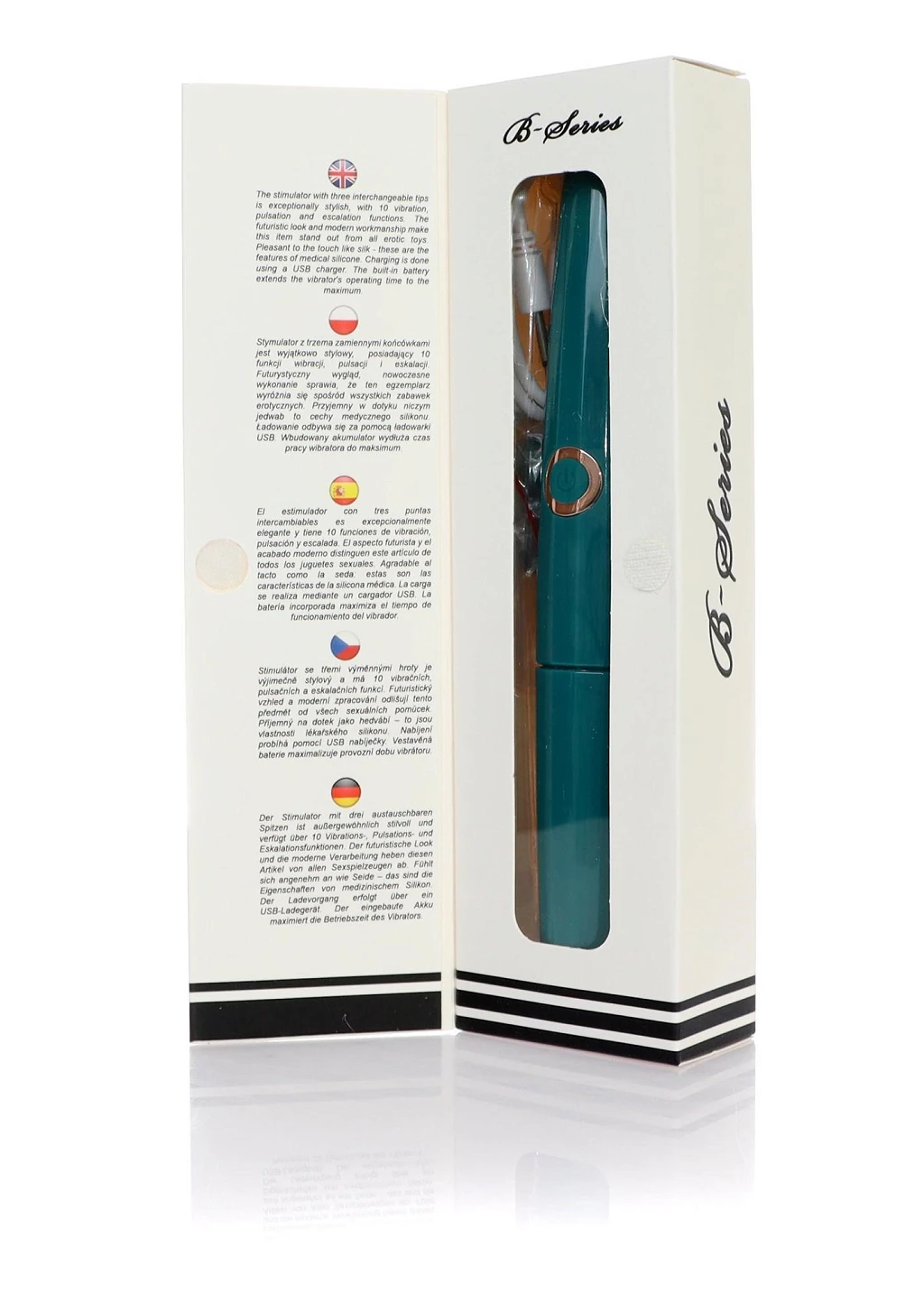 Stymulator łechtaczkowy z 3 końcówkami – 10 trybów, USB — zdjęcie 9