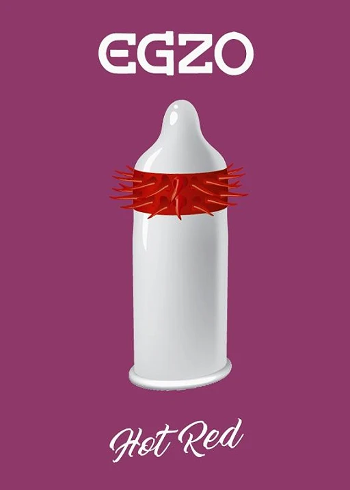 Prezerwatywy Egzo Hot Red - wypustki dla przyjemności — zdjęcie 2