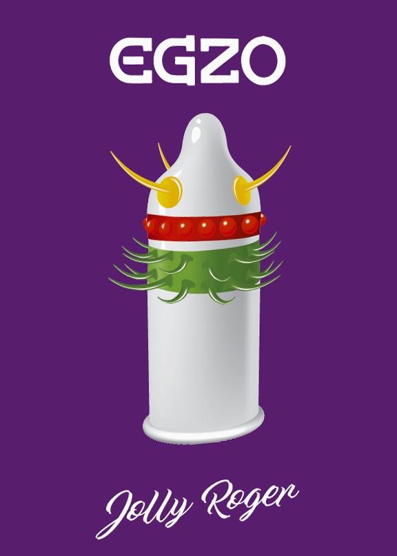 Prezerwatywy Egzo Jolly Roger - wypustki dla przyjemności — zdjęcie 2