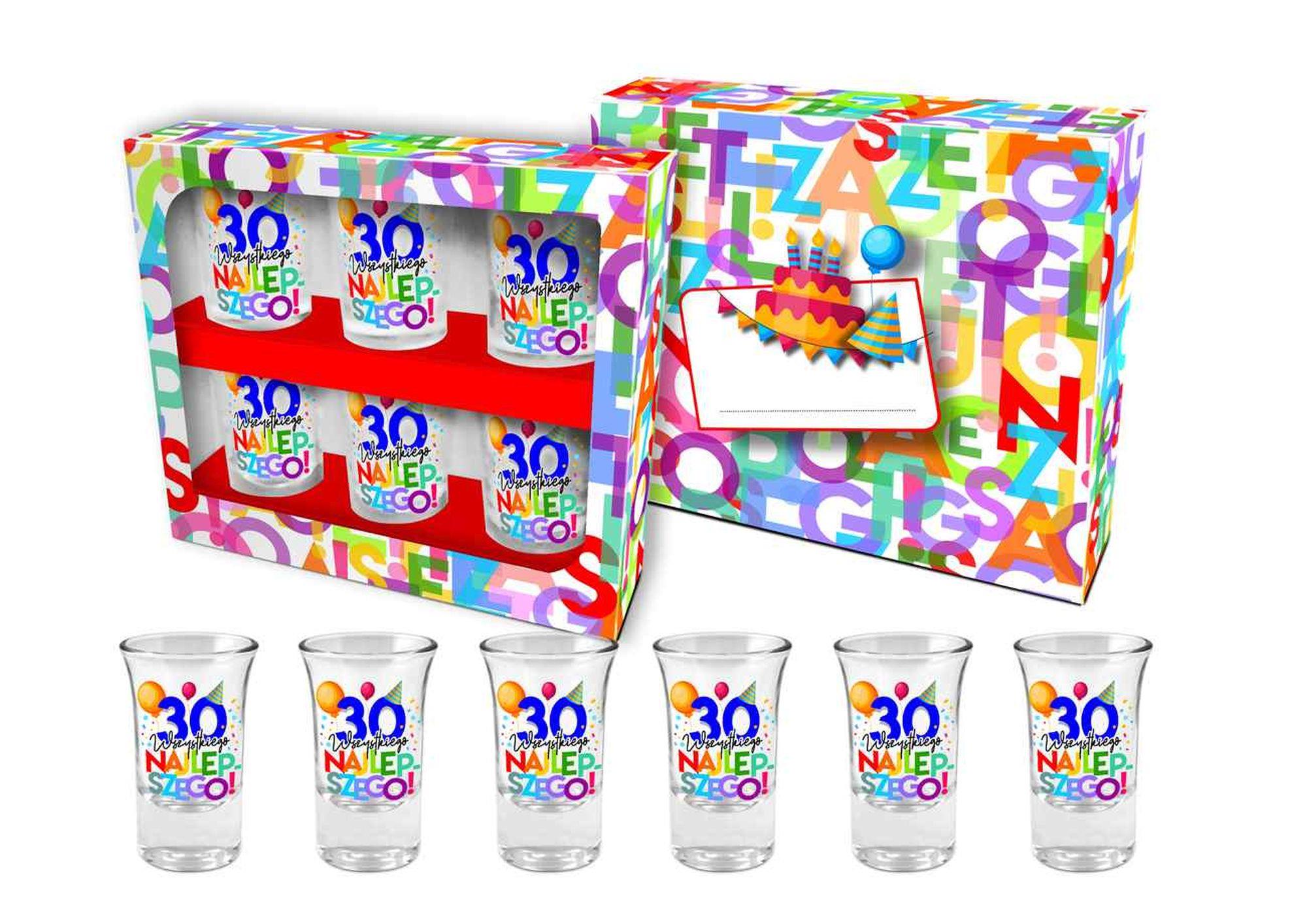 Zestaw kieliszków do wódki 35 ml – 30 urodziny, 6 szt. — zdjęcie 1