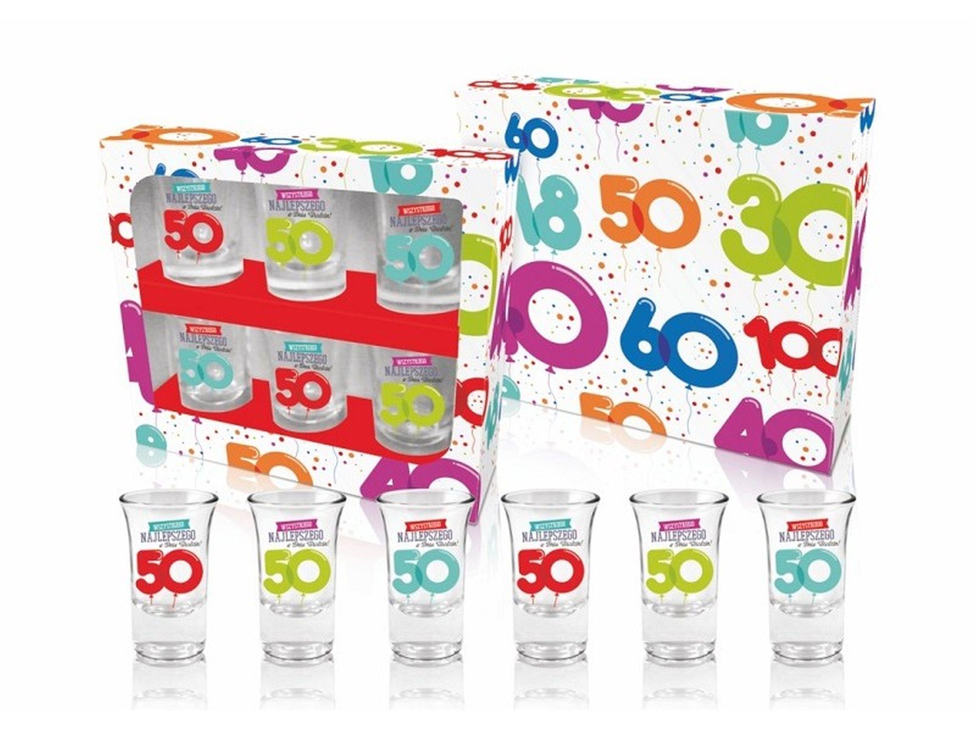Kieliszki urodzinowe 50 – zestaw 6 szt., 35 ml — zdjęcie 1