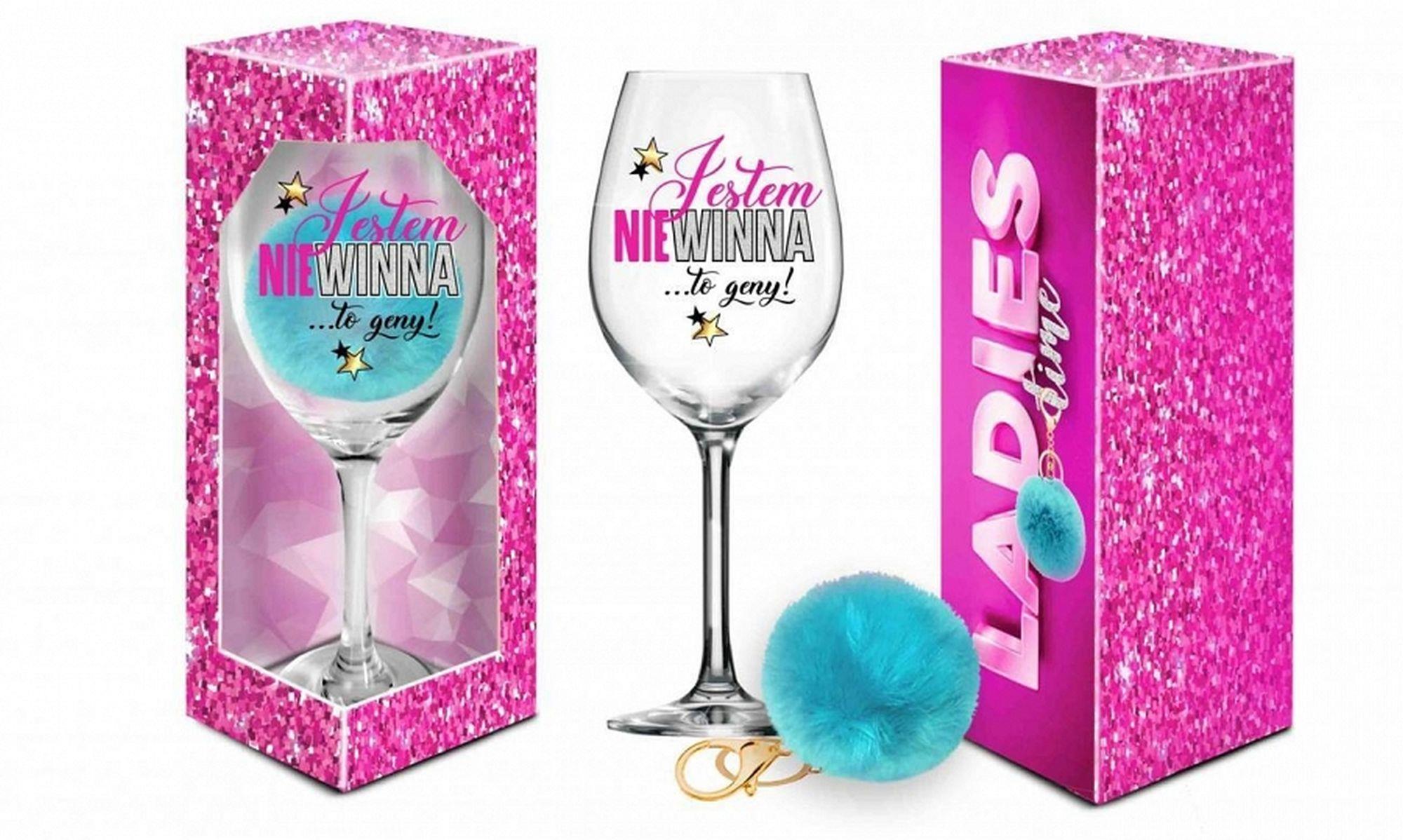 Kieliszek do wina Signoria 700 ml z pomponem – Jestem niewinna — zdjęcie 1