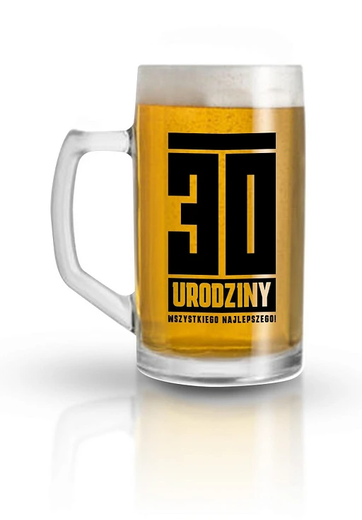 Kufel 500 ml – 30 urodziny, szkło z nadrukiem