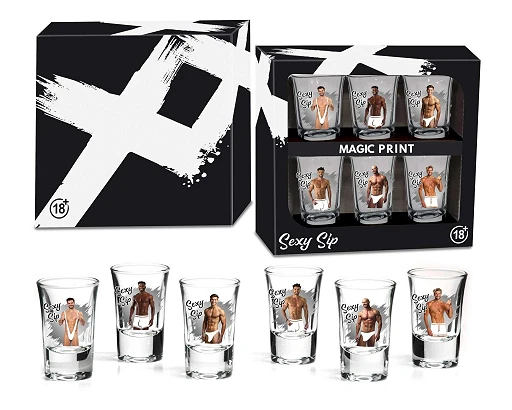 Zestaw kieliszków Sexy Sip 35 ml – mężczyźni, 6 szt.