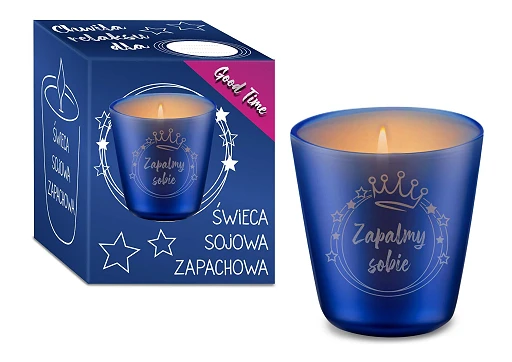 Świeca sojowa 120 ml – Toskańska winnica, niebieskie szkło