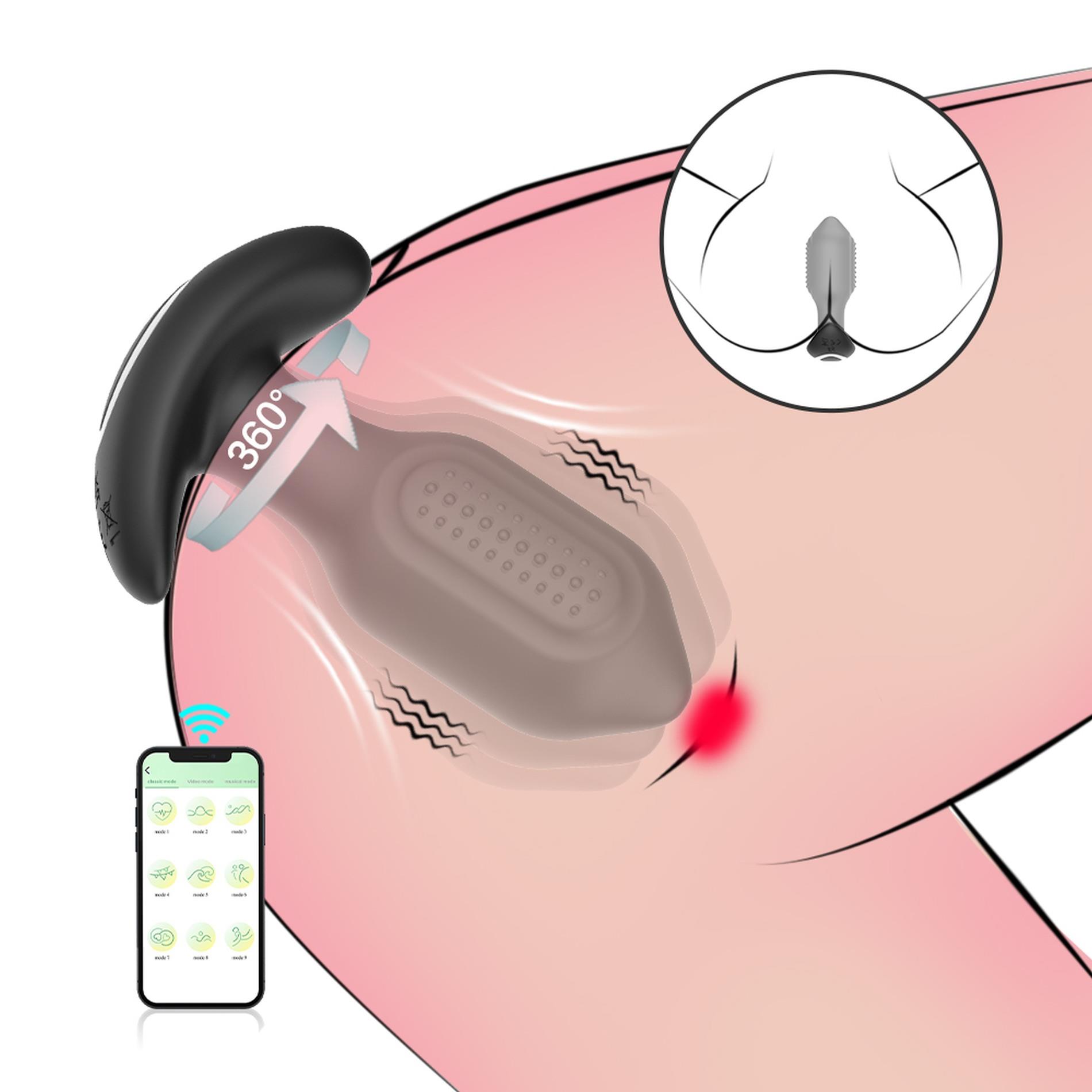 Wibrujący korek analny Bliss APP – rotacja 360°, sterowanie z telefonu — zdjęcie 5