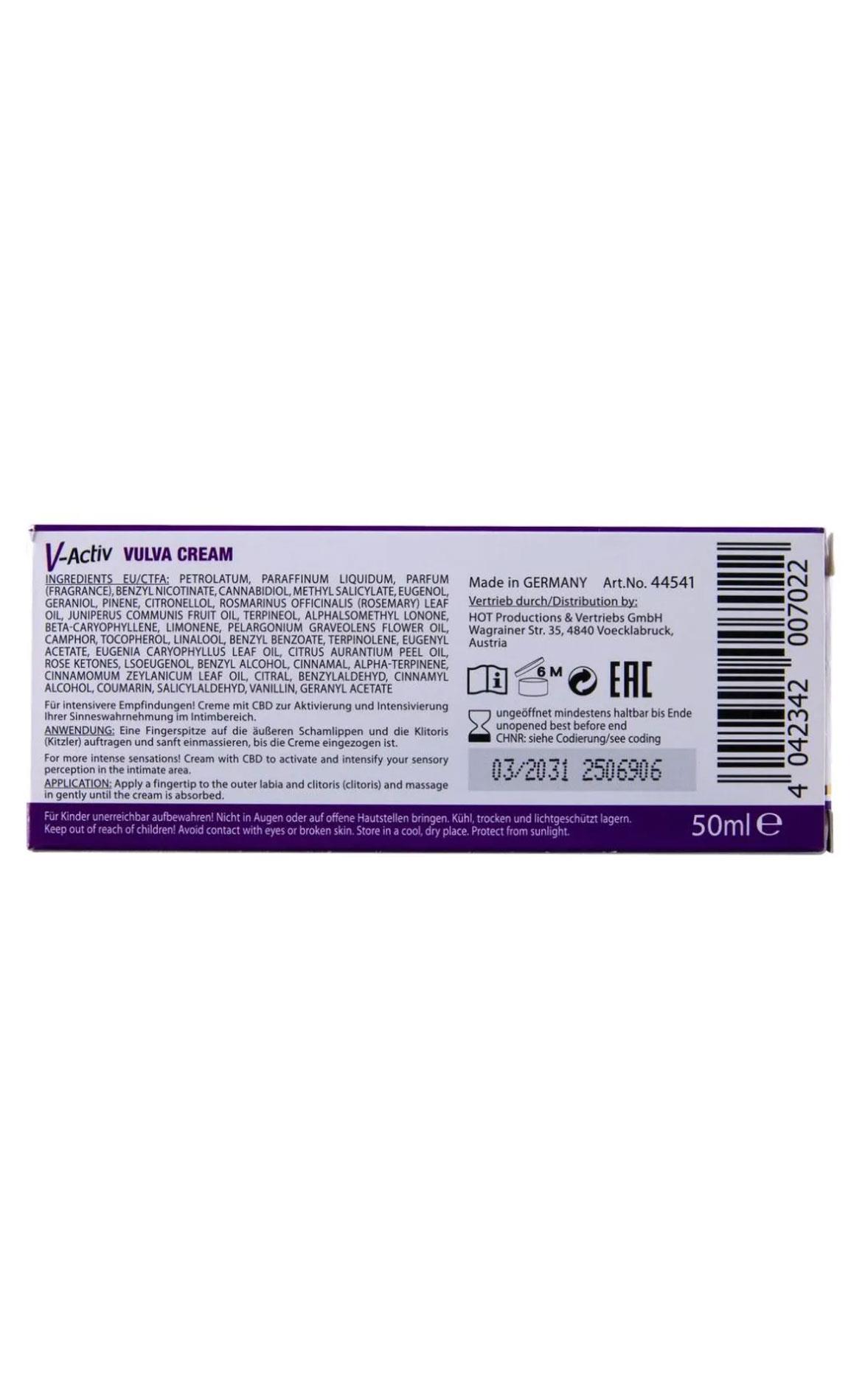 Krem stymulujący V-Activ Vulva - CBD, rozgrzewający, 50 ml — zdjęcie 4