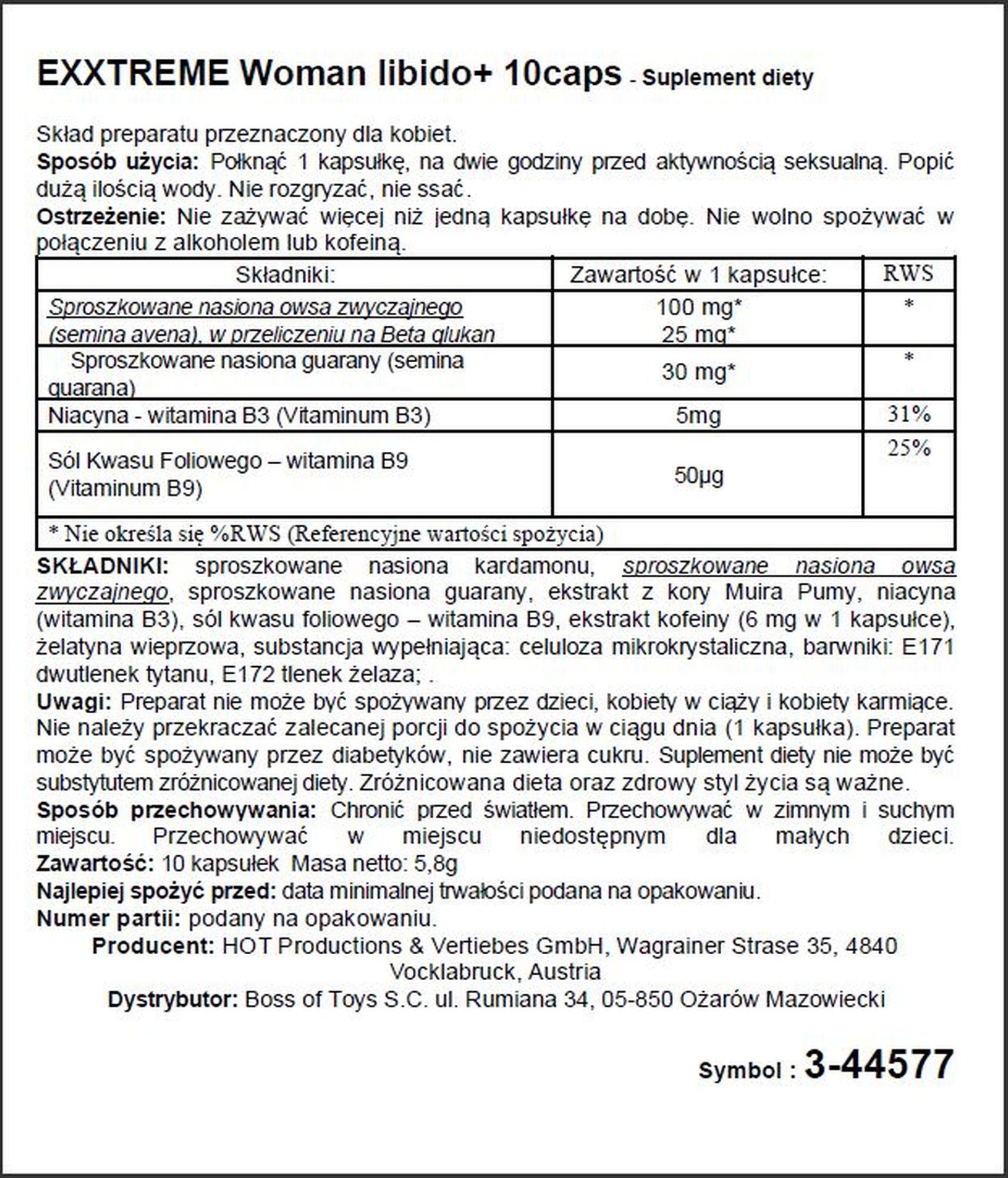Suplement diety eXXtreme Woman Libido+ - 10 kapsułek dla kobiet — zdjęcie 2