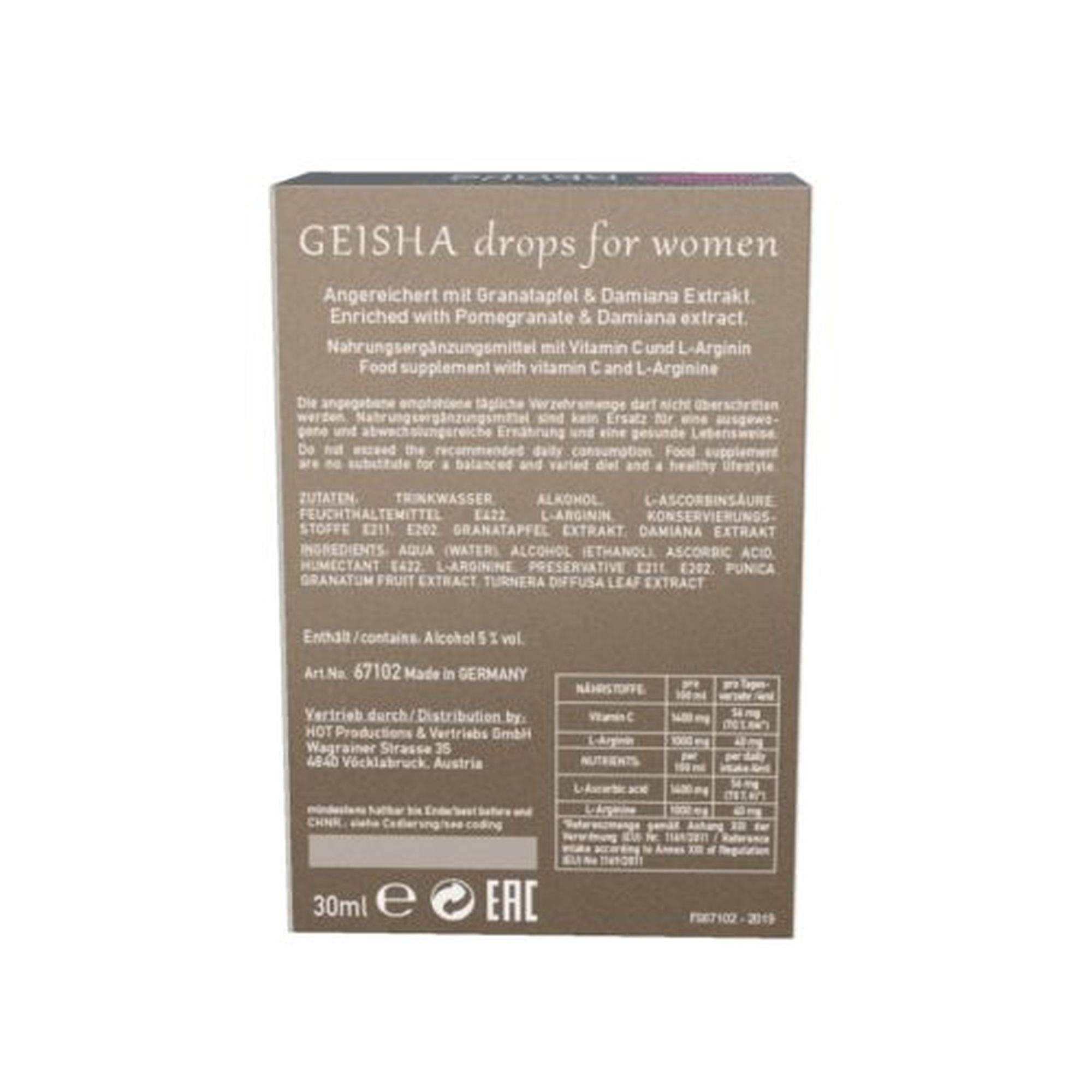 Afrodyzjak w kroplach dla kobiet GEISHA - granat i damiana, 30 ml — zdjęcie 3