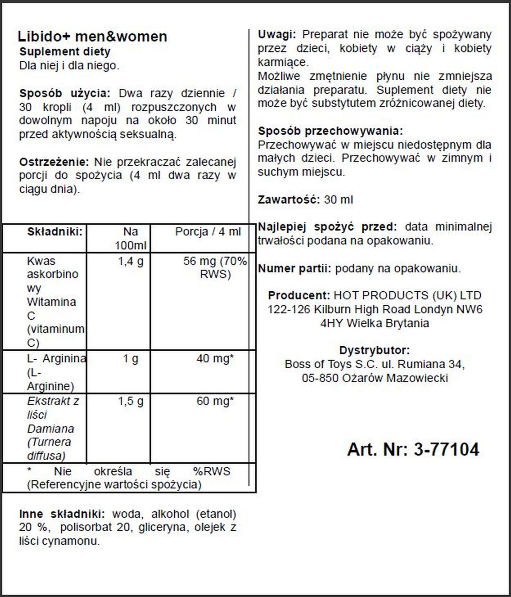 Suplement diety Libido+ – krople dla kobiet i mężczyzn, 30 ml — zdjęcie 2