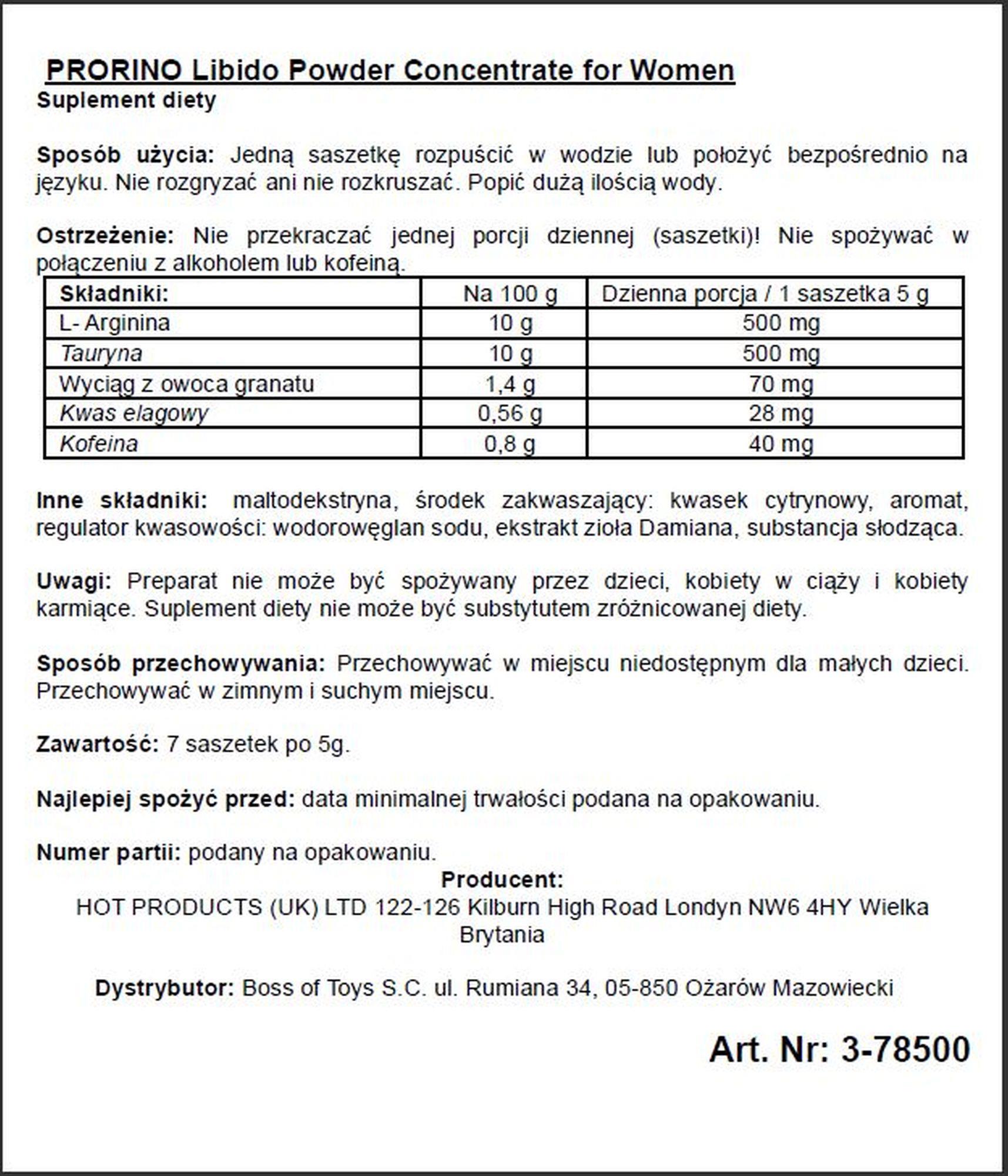 Suplement diety Prorino – proszek w saszetkach dla kobiet, 7 x 5 g — zdjęcie 2