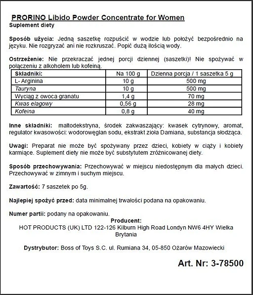 Suplement diety Prorino – proszek w saszetkach dla kobiet, 7 x 5 g — zdjęcie 2