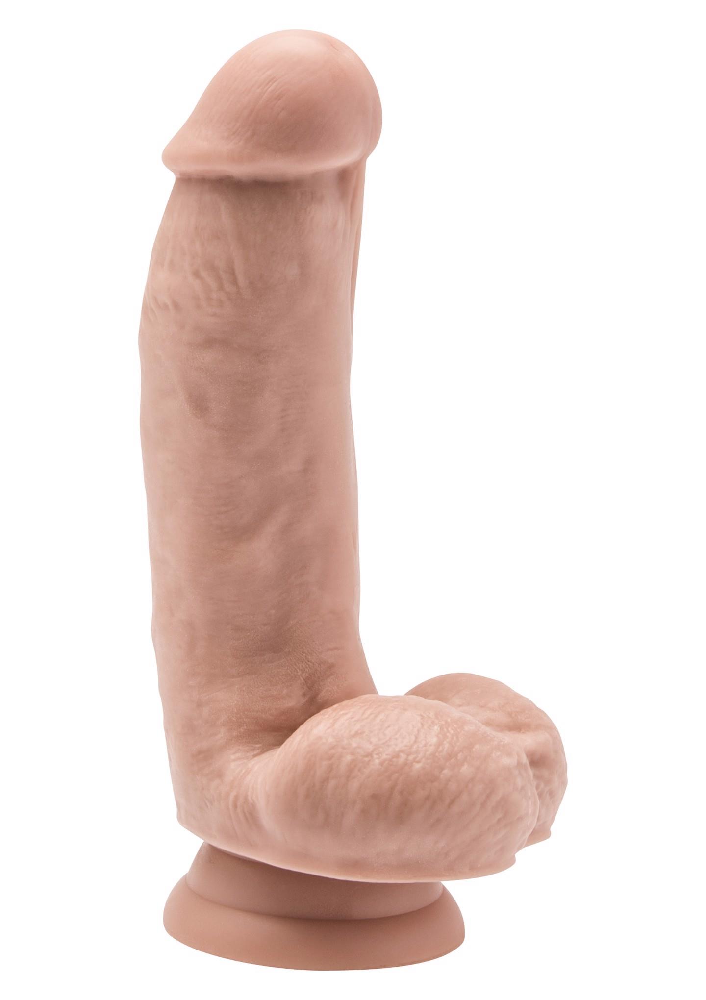 Dildo 6'' z jądrami – 15 cm, skóra jasna — zdjęcie 1