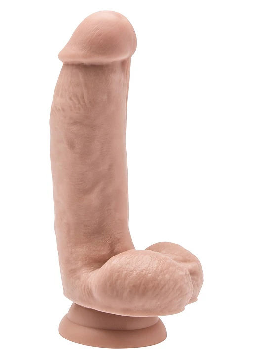 Dildo 6'' z jądrami – 15 cm, skóra jasna