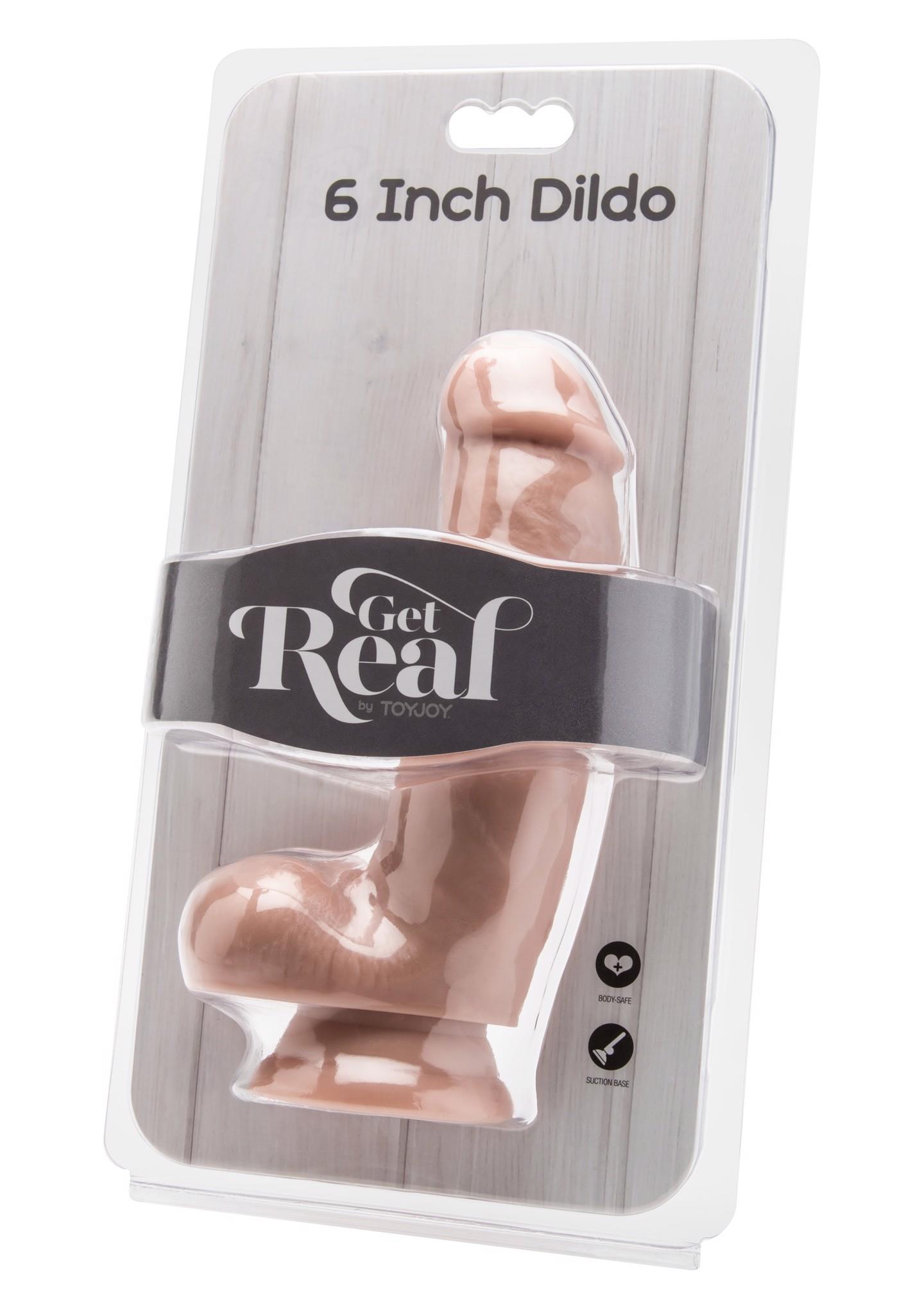 Dildo 6'' z jądrami – 15 cm, skóra jasna — zdjęcie 2
