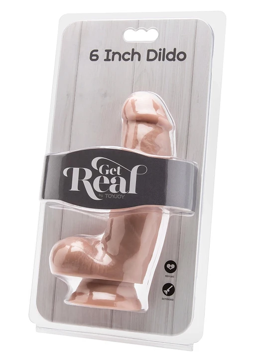 Dildo 6'' z jądrami – 15 cm, skóra jasna — zdjęcie 2