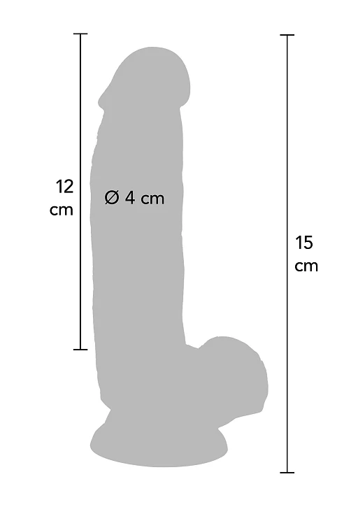 Dildo 6'' z jądrami – 15 cm, skóra jasna — zdjęcie 3