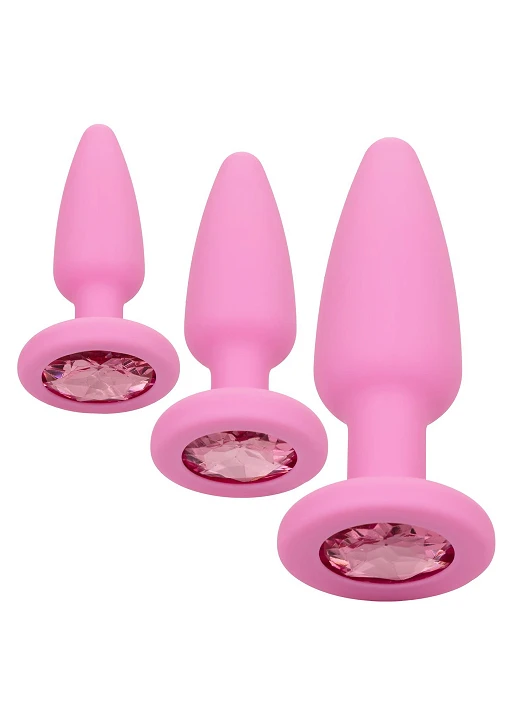 Zestaw korków analnych Crystal Booty – 3 rozmiary, róż