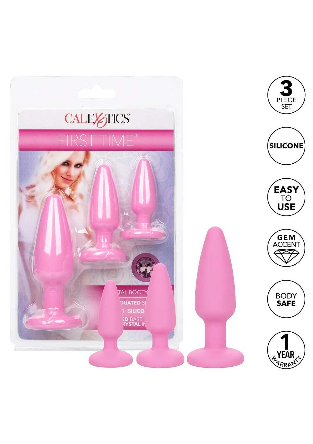 Zestaw korków analnych Crystal Booty – 3 rozmiary, róż — zdjęcie 4