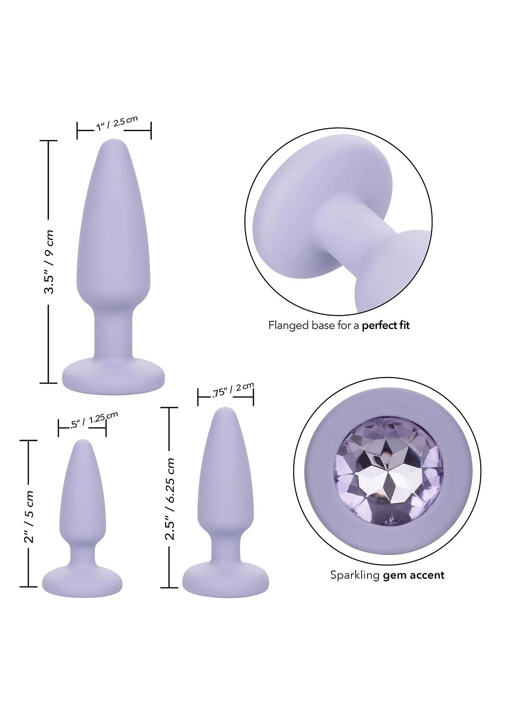 Zestaw korków analnych Crystal Booty – 3 rozmiary, fiolet — zdjęcie 3