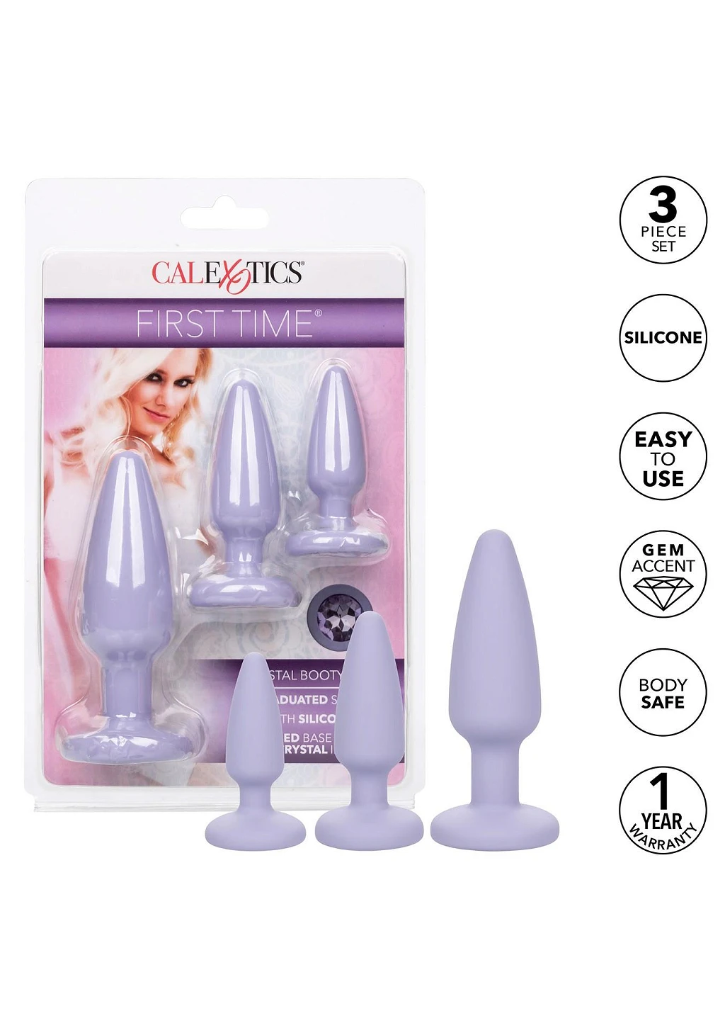 Zestaw korków analnych Crystal Booty – 3 rozmiary, fiolet — zdjęcie 4