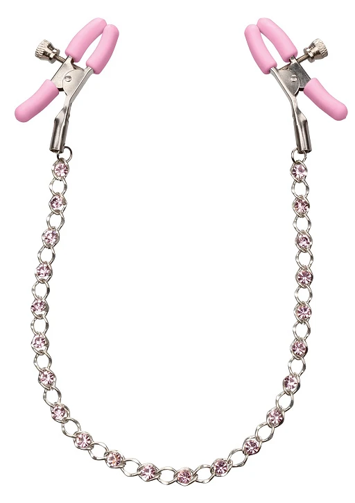 Zaciski na sutki Crystal Nipple Teasers – regulowane, łańcuszek