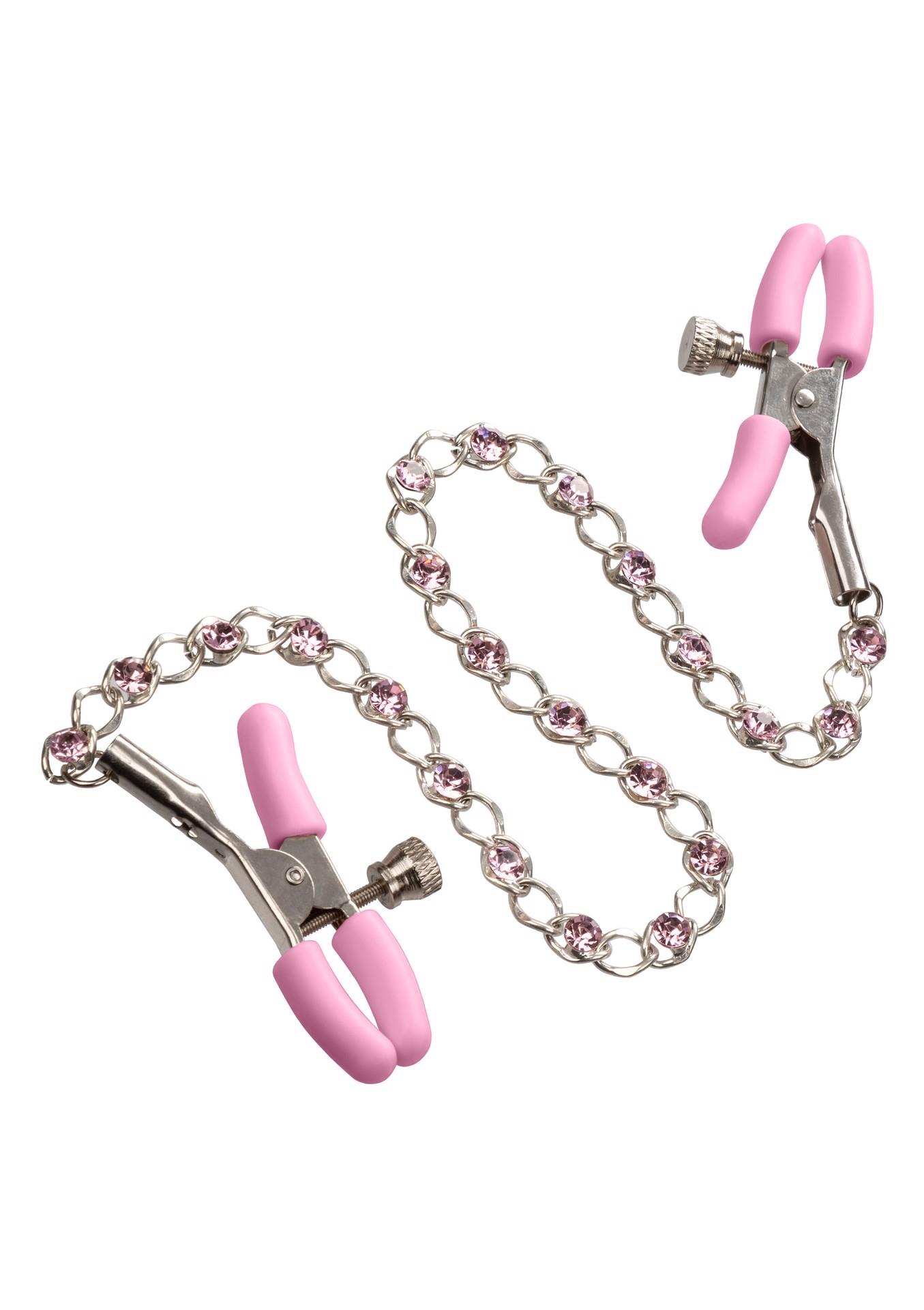Zaciski na sutki Crystal Nipple Teasers – regulowane, łańcuszek — zdjęcie 4