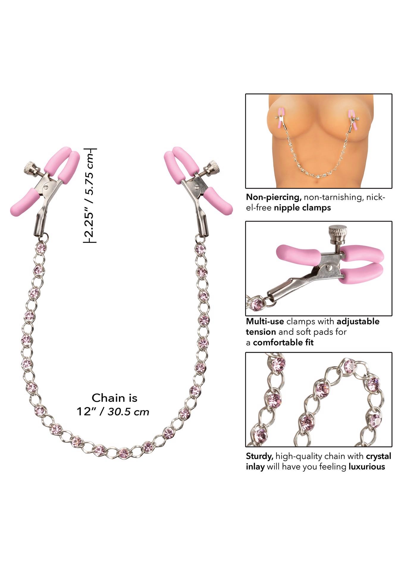 Zaciski na sutki Crystal Nipple Teasers – regulowane, łańcuszek — zdjęcie 5