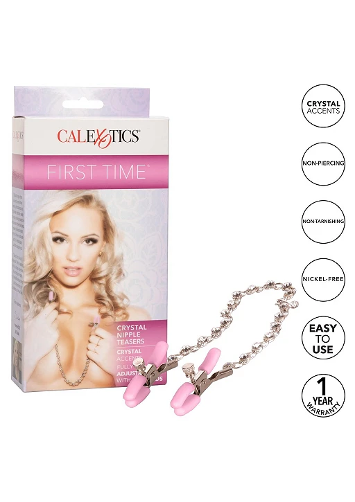 Zaciski na sutki Crystal Nipple Teasers – regulowane, łańcuszek — zdjęcie 6