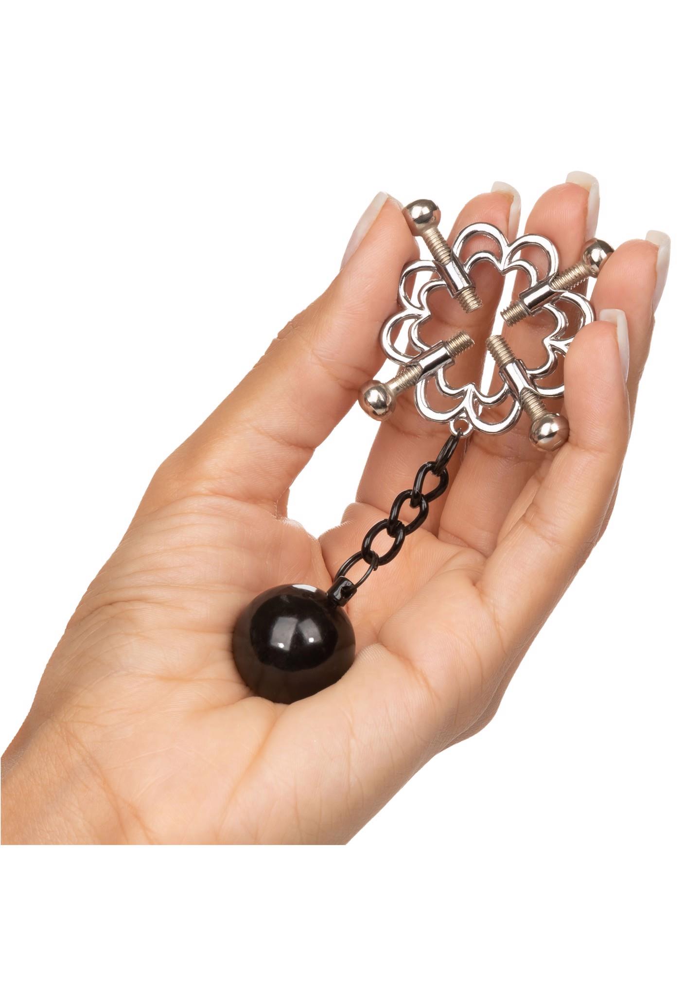 Zaciski na sutki 4-Point Weighted Nipple Press – metalowe, regulowane — zdjęcie 5