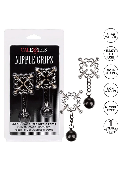 Zaciski na sutki 4-Point Weighted Nipple Press – metalowe, regulowane — zdjęcie 7