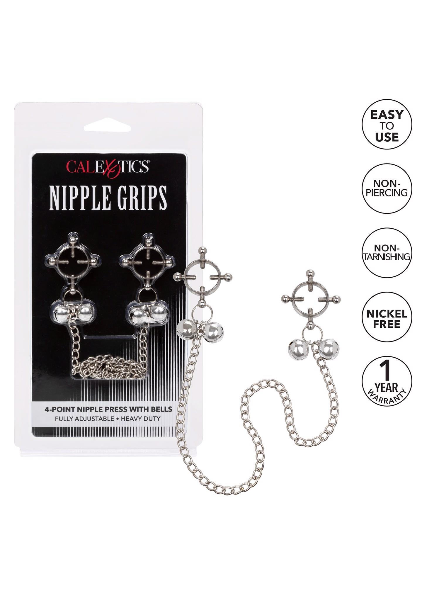 Zaciski na sutki 4-Point Nipple Press z dzwoneczkami – metal — zdjęcie 6