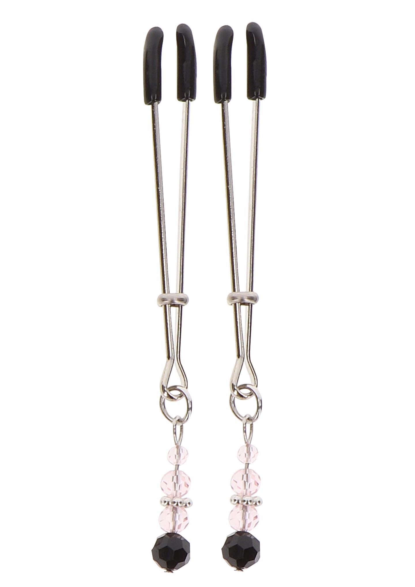 Klamerki do sutków Tweezers With Beads – srebrne — zdjęcie 1